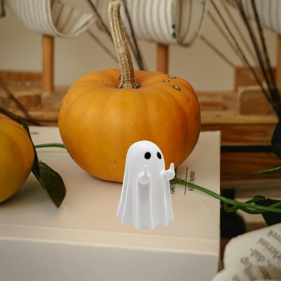 Halloween Resin Ghost Middle Finger Figurine Statue Decorations For Home Decor - Picture 7 of 7